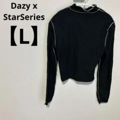 Dazy x StarSeries 【L】白ステッチ　クロップド丈　ブラック長袖