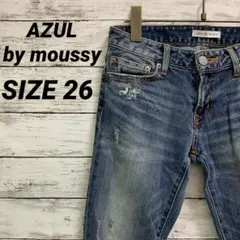 アズールバイマウジー クロップド スキニーデニム ダメージ加工 カットオフ 26