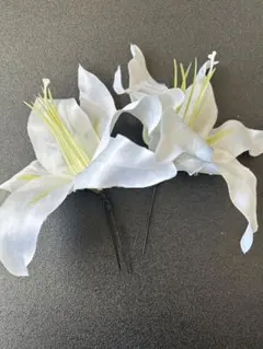 成人式 髪飾り 白 造花