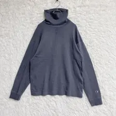チャンピオン タートルネック 長袖Tシャツ ワンポイント刺繍ロゴ グレー XL