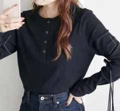 DISCOATディスコート　ワッフルボーダー長袖Tシャツ　Mサイズ