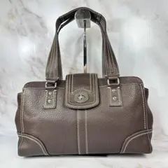 未使用級】COACH Hamptons Brown Leather bag - メルカリ