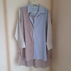 ZARA ストライプ　クレイジーパターン ロング　シャツ 長袖