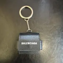 BALENCIAGA ブラックレザーキーホルダーケース airpods pro