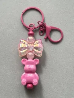 キーホルダー　ピンク　くま　リボン