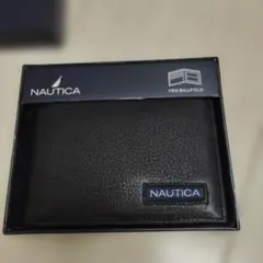 NAUTICA ブラックレザー 二つ折り財布 YEN BILLFOLD