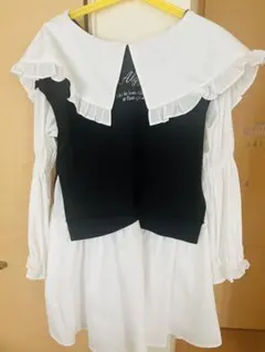 白黒コントラスト長袖シャツ XS