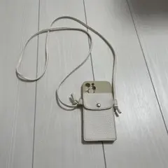 iPhone12 proショルダー　ケース　ベージュ　カードポケット付き