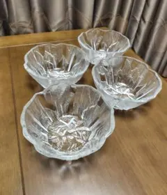 ガラスそうめん鉢 4個セット★昭和レトロ★レトロ食器★匿名配送のサムネイル