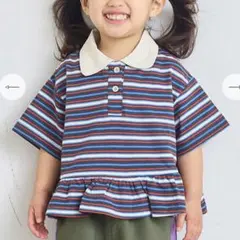【新品未使用品】マーキーズ 100 ポロ襟付きボーダー半袖チュニックのサムネイル