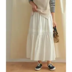 アーバンリサーチ ドアーズ　コットンレーヨンレース切替スカート