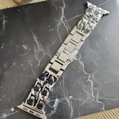 Apple Watch用 シルバー ブラック バンド