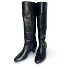 美品✨マドラスモデロ 本革 ロングブーツ サイドジップ ボア付き 黒