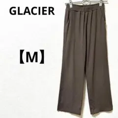 グラシア【M】ワイドパンツ　ブラウン　ウエストゴム　シンプル　ゆったり　コットン