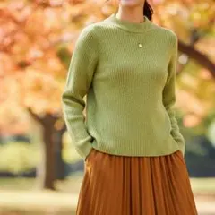 グリーンレーベルリラクシング　フォルム スリーブ クロップド ニット 　6005