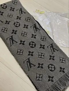 ルイヴィトン　エシャルプロゴマニア　マフラー　モノグラム　グレー　ウール