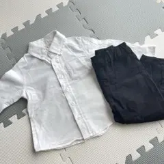 フォーマルセット　子供用 白シャツ 黒ズボン 入学式 発表会 80cm 男の子