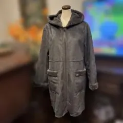 ［お値下げ］ショップチャンネル フード付きグレーロングコート3Lリバーシブル新品