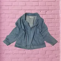 00's デニム ブルー ライダース ジャケット カジュアル ジップアップ