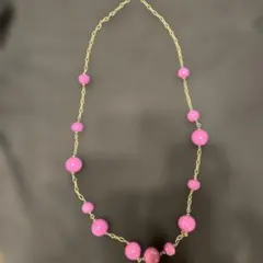 ピンク樹脂ビーズネックレス