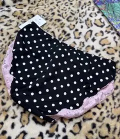 水玉模様　ピンクレースショーツ　M