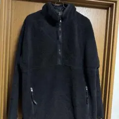 ブラック フリース ハーフジップジャケット