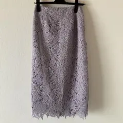 エージーバイアクアガール ☆ラベンダー 花柄 総レース タイト ロングスカートS
