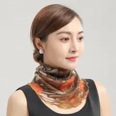 ブラウン系花柄ネックウォーマー