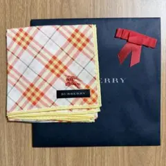 新品未使用 BURBERRY 大判 ハンカチ オレンジ イエロー バーバリー