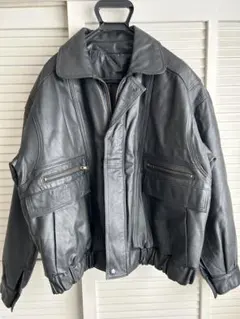 レザージャケット 本革 ブラックバルーンシルエット
