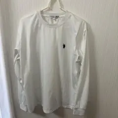 U.S.POLO ASSN. ホワイト 長袖Tシャツ ポロ刺繍
