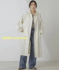 NANO universe◆撥水＆花粉ガード加工2way衿ステンカラーコート◆F