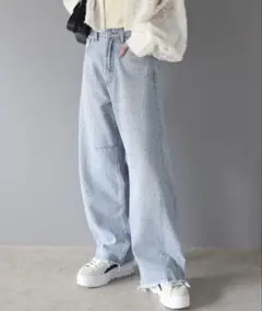 ライトブルー ワイドレッグデニム