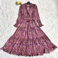 未使用級♡ローレンラルフローレン ボウタイワンピース マキシ リボン ペイズリー