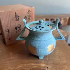 昭和レトロ 高麗青磁 廣州窯 六角香炉 KwanGJUYO 共箱 栞 鶴 三つ脚 昭和レトロ 高麗青磁 廣州窯 六角香炉 KwanGJUYO 共箱 栞 鶴 三つ脚