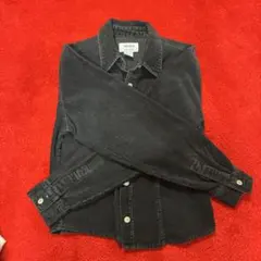 ダークグレー コーデュロイ 長袖シャツ