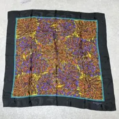 90s 美品 GIVENCHY ジバンシー スカーフ ブラック 黒 フラワー 花