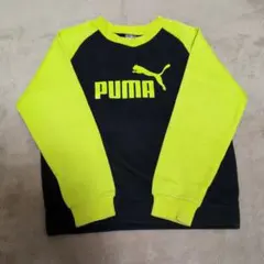 PUMA トレーナー 黒/蛍光イエロー 140