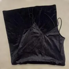 kastaneブラック ベルベット キャミワンピース