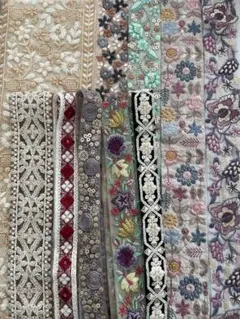 ②在庫整理　インド刺繍リボン　ハギレ　アソート　詰め合わせリボン　ハンドメイド