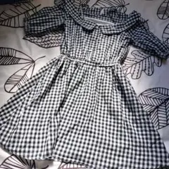 INGNI FIRSTブラックチェック柄 五分袖ワンピース　　◯