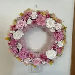 フラワーリース ピンク ホワイト系