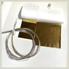 03【銀×黄銀×灰銀】水引 金箔セット 成人式 卒業式 髪飾り