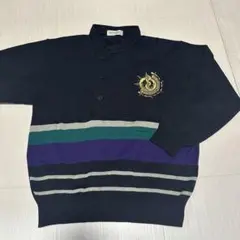 【激レア美品】ボントン 刺繍ロゴ ボーダー ニット ノーカラースウェット 日本製