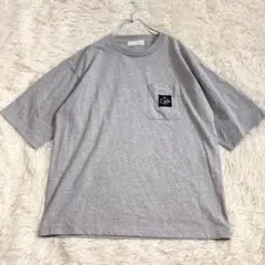 6956 美品✨オーバーサイズ 半袖Tシャツ ポケット グレー M ゆるだぼ