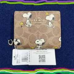 国内正規品.COACHコーチ X PEANUTS スナップ ウォレット二つ折財布