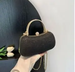 パーティバック 2way ショルダーバック クラッチバッグ ブラック　黒　がま口