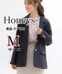 新品 Honeys シングル テーラードジャケット ハニーズ　ネイビー　Ｍ　濃紺