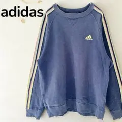 【アディダスadidas】ホログラム風　サイドライン　スウェットシャツ　古着
