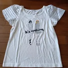 半袖Tシャツ　袖シフォン　Mのサムネイル